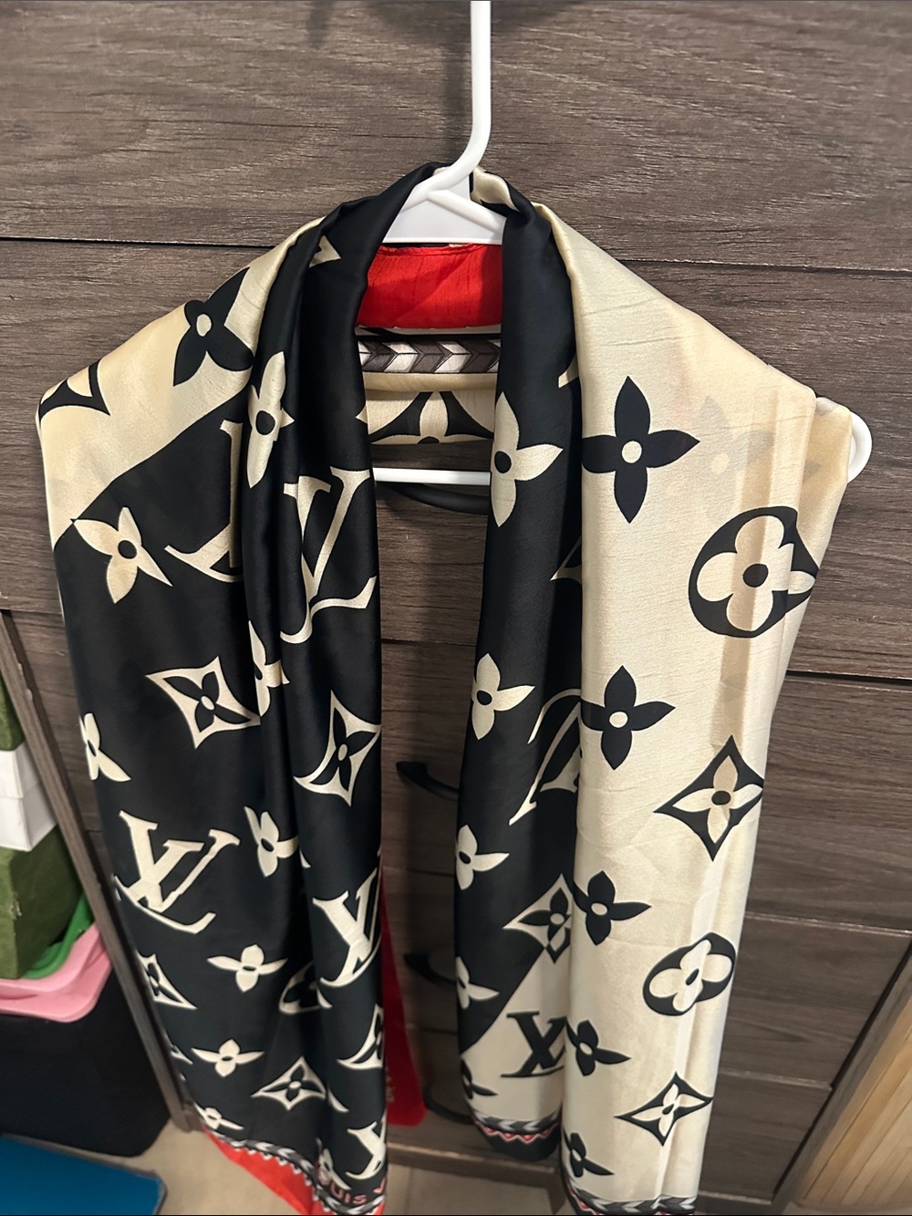 Black & Cream Monogram Silk-Blend Scarf